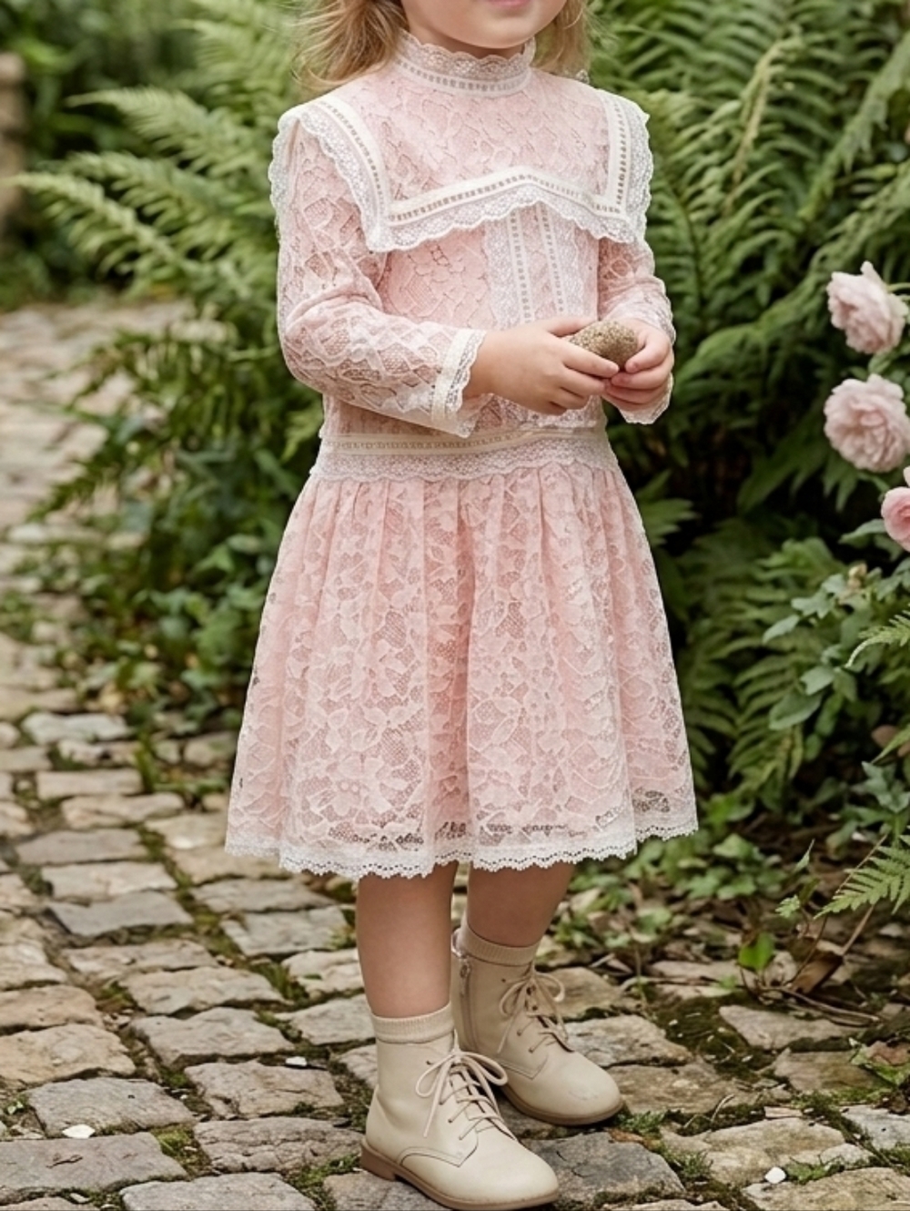 Vtg 80s Gunne Sax Girls Pink Lace Prairie Dress Victorian Cottagecore Fits 4T-5